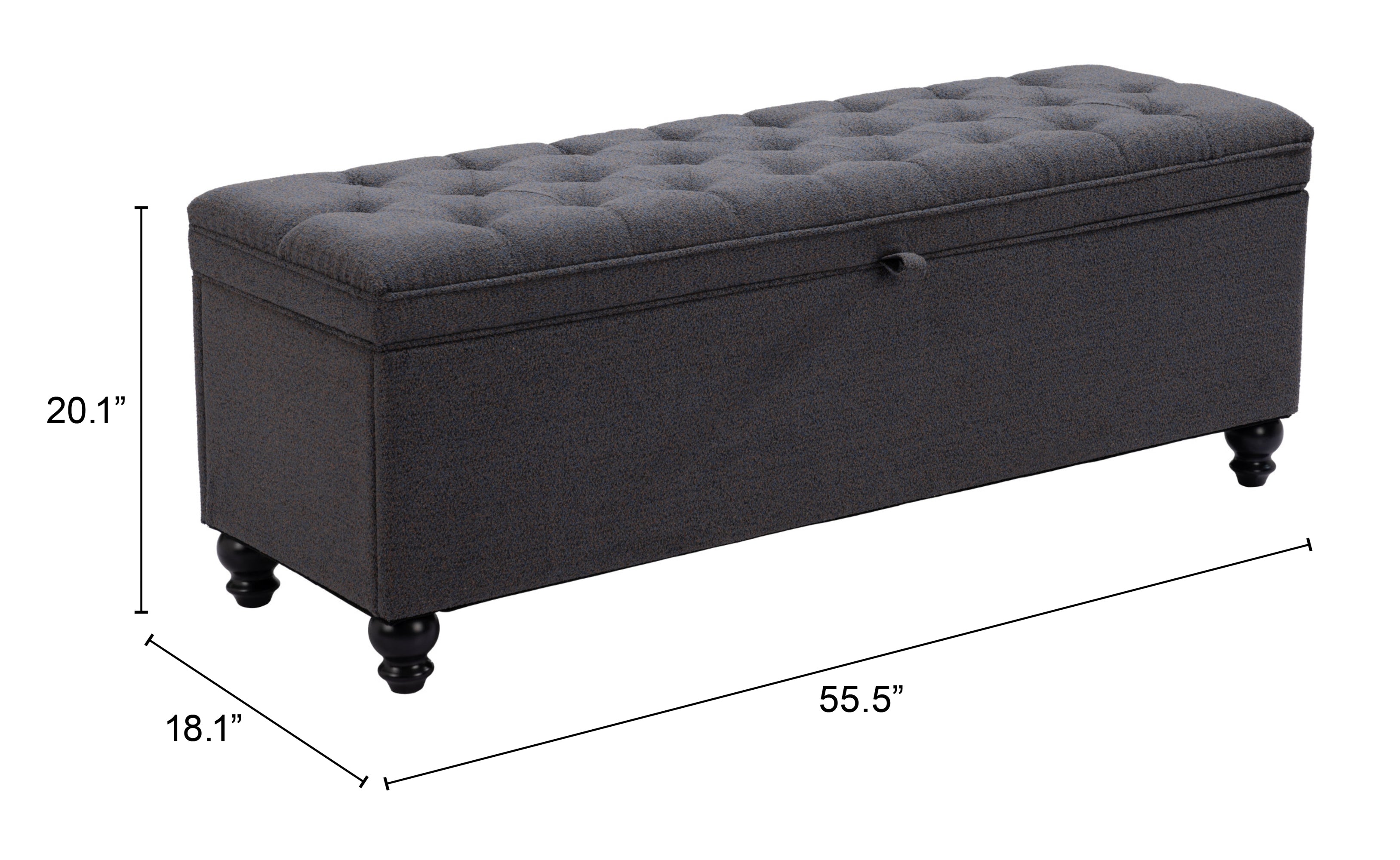 Halifax Storage Bench Gravel Gray