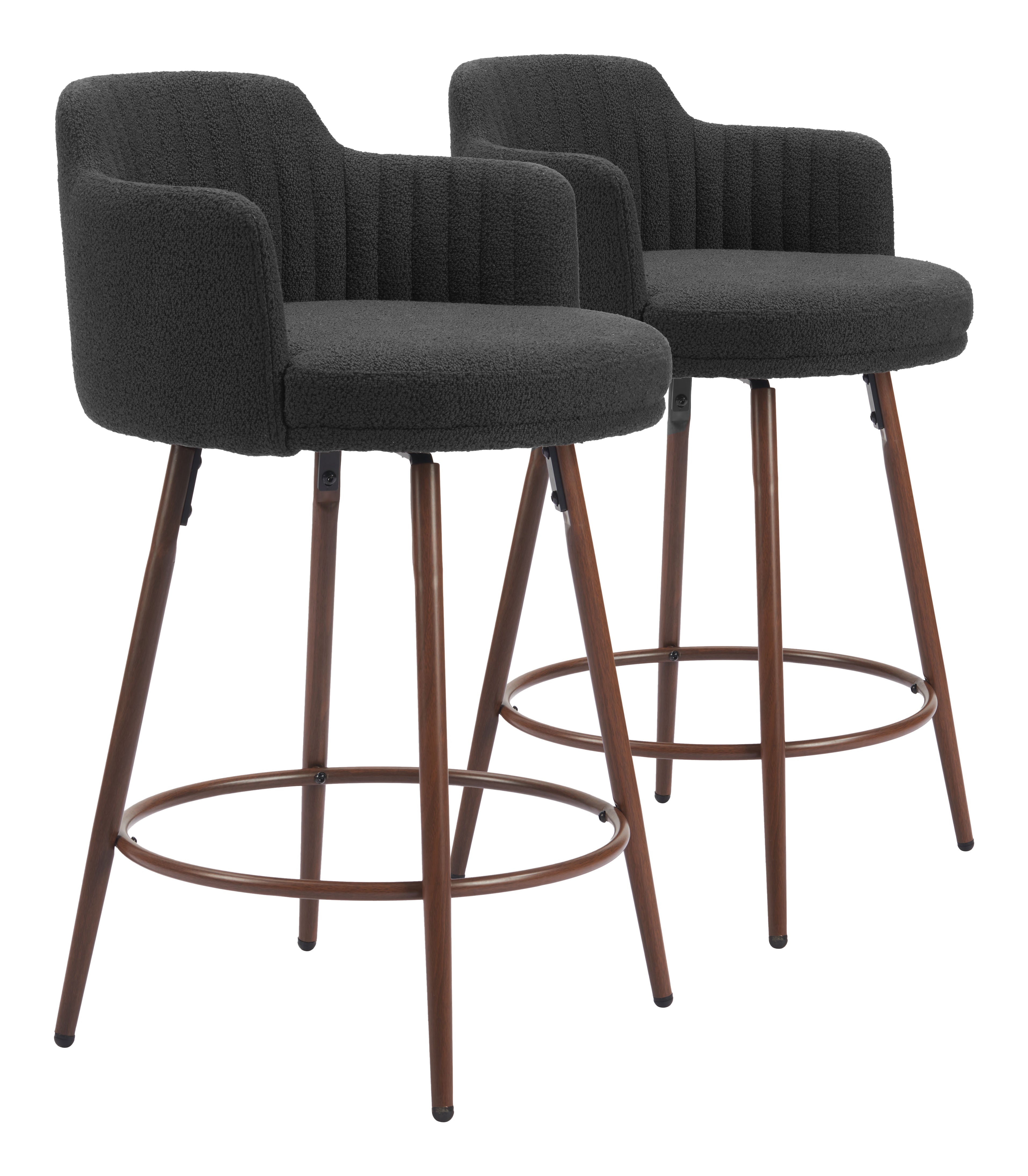 Kono Swivel Counter Stool Black & Walnut