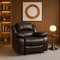 Brown Leather Match Manual Reclining Chair - Premium Comfort for Living Room Relaxation