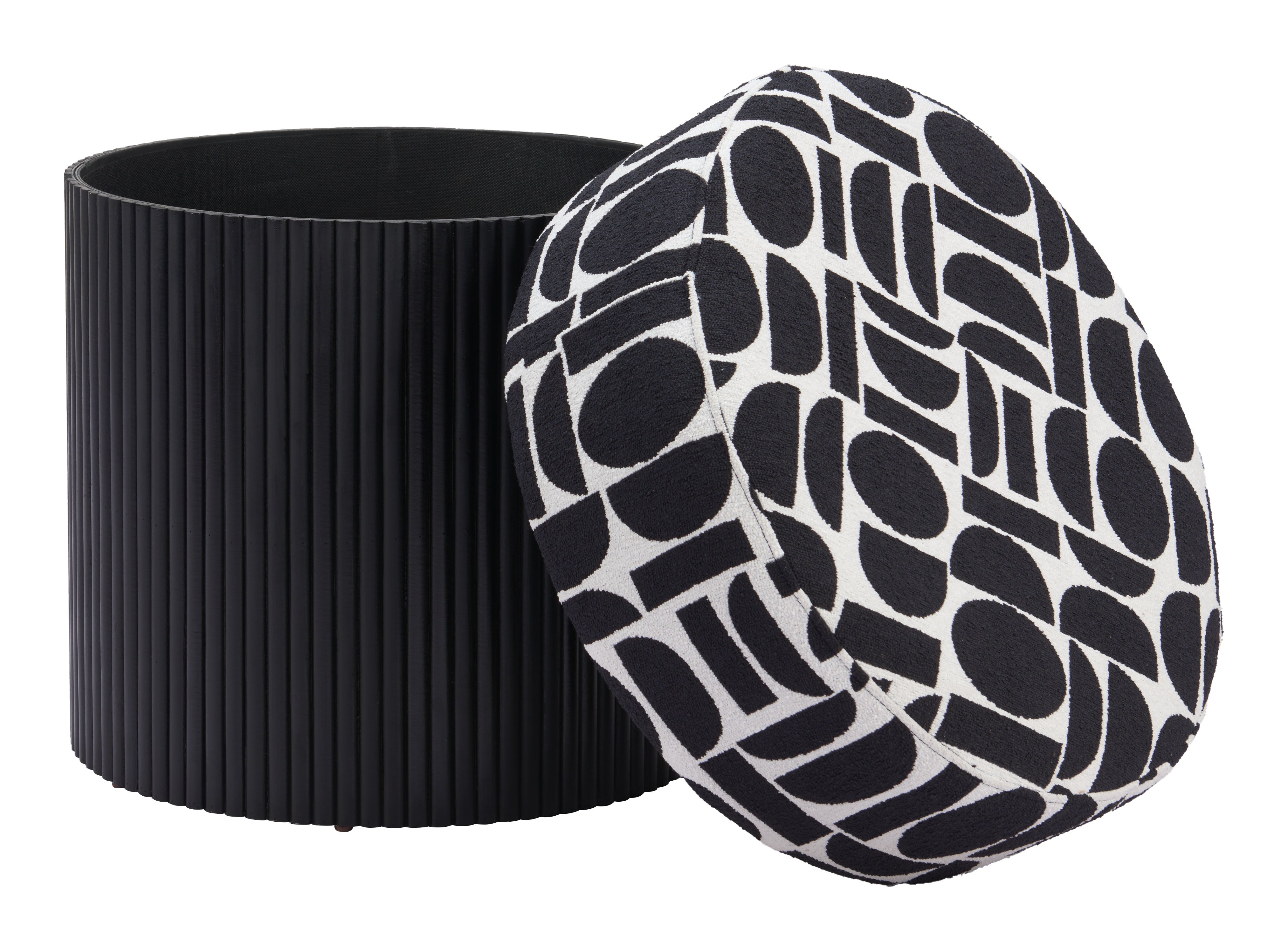 Boto Storage Ottoman Black & White