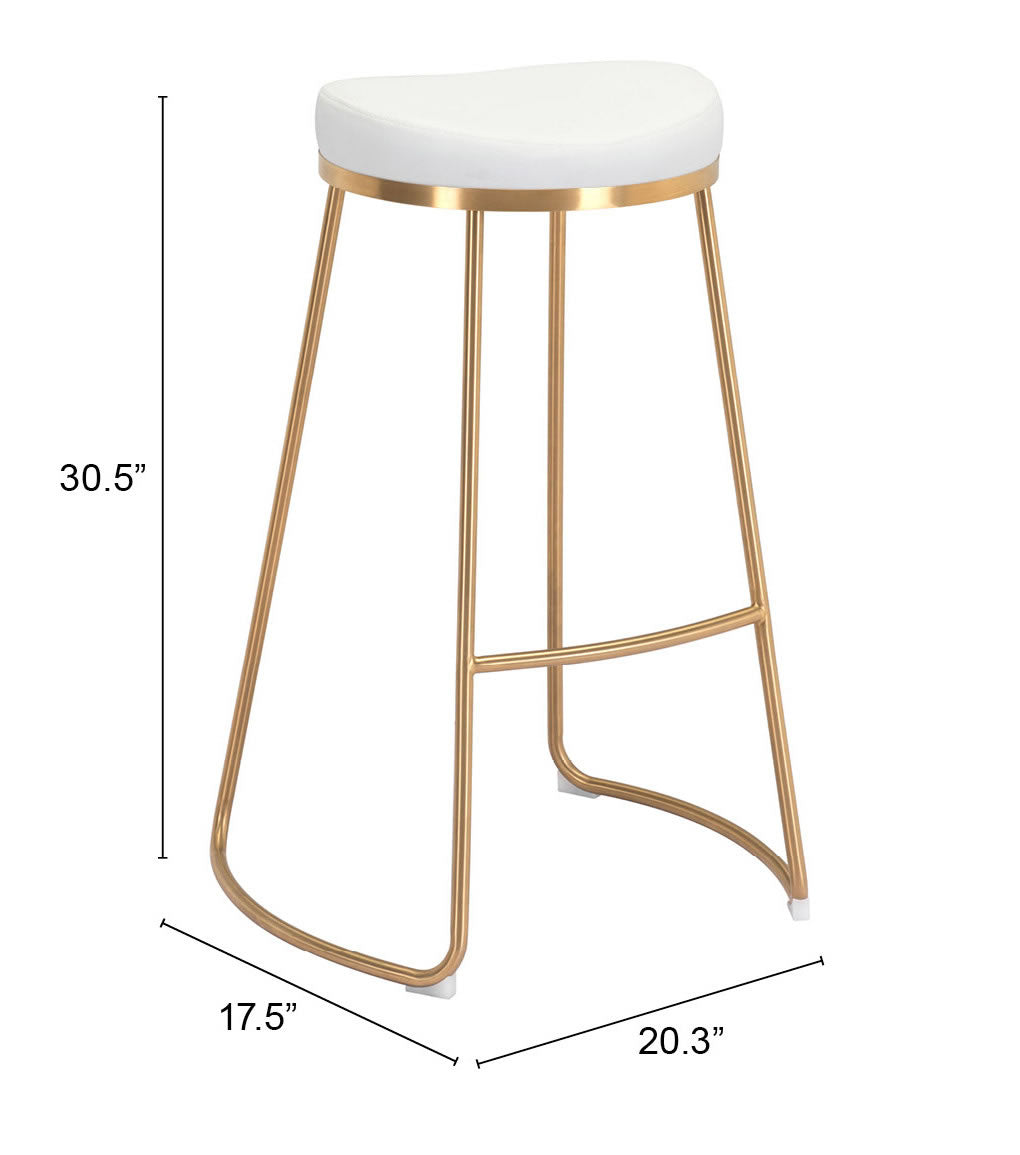 Bree Barstool White & Gold