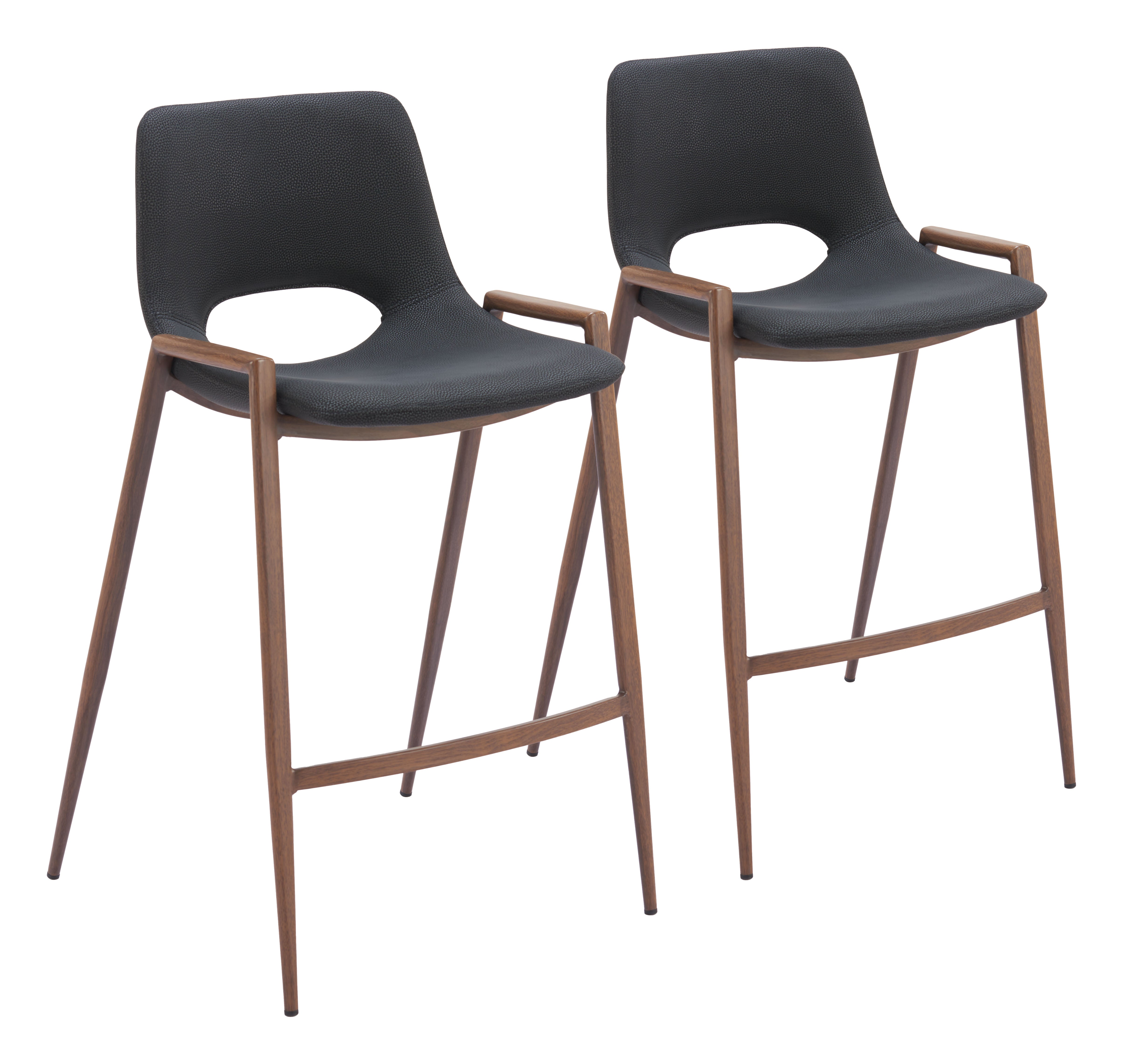 Desi Counter Stool Black & Walnut