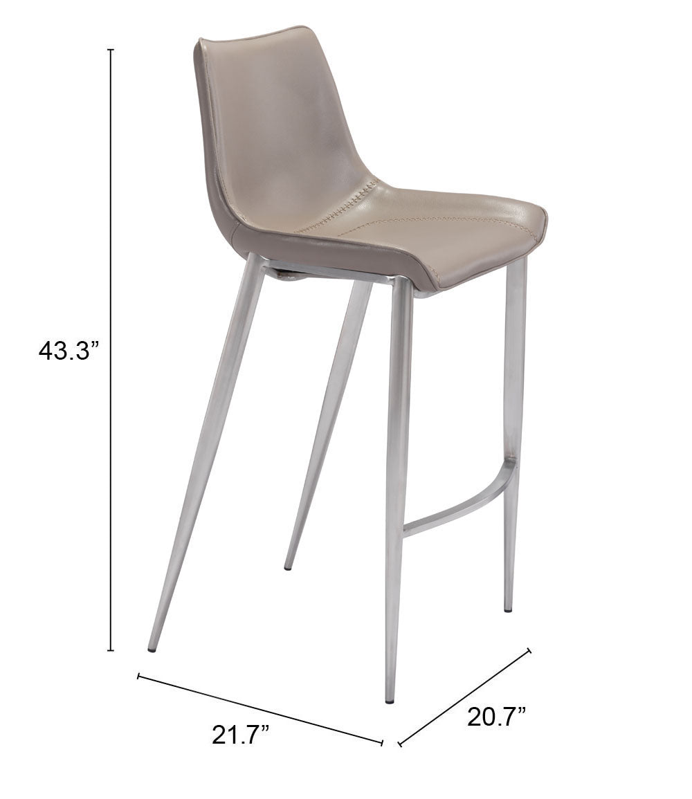 Magnus Barstool Brown & Silver