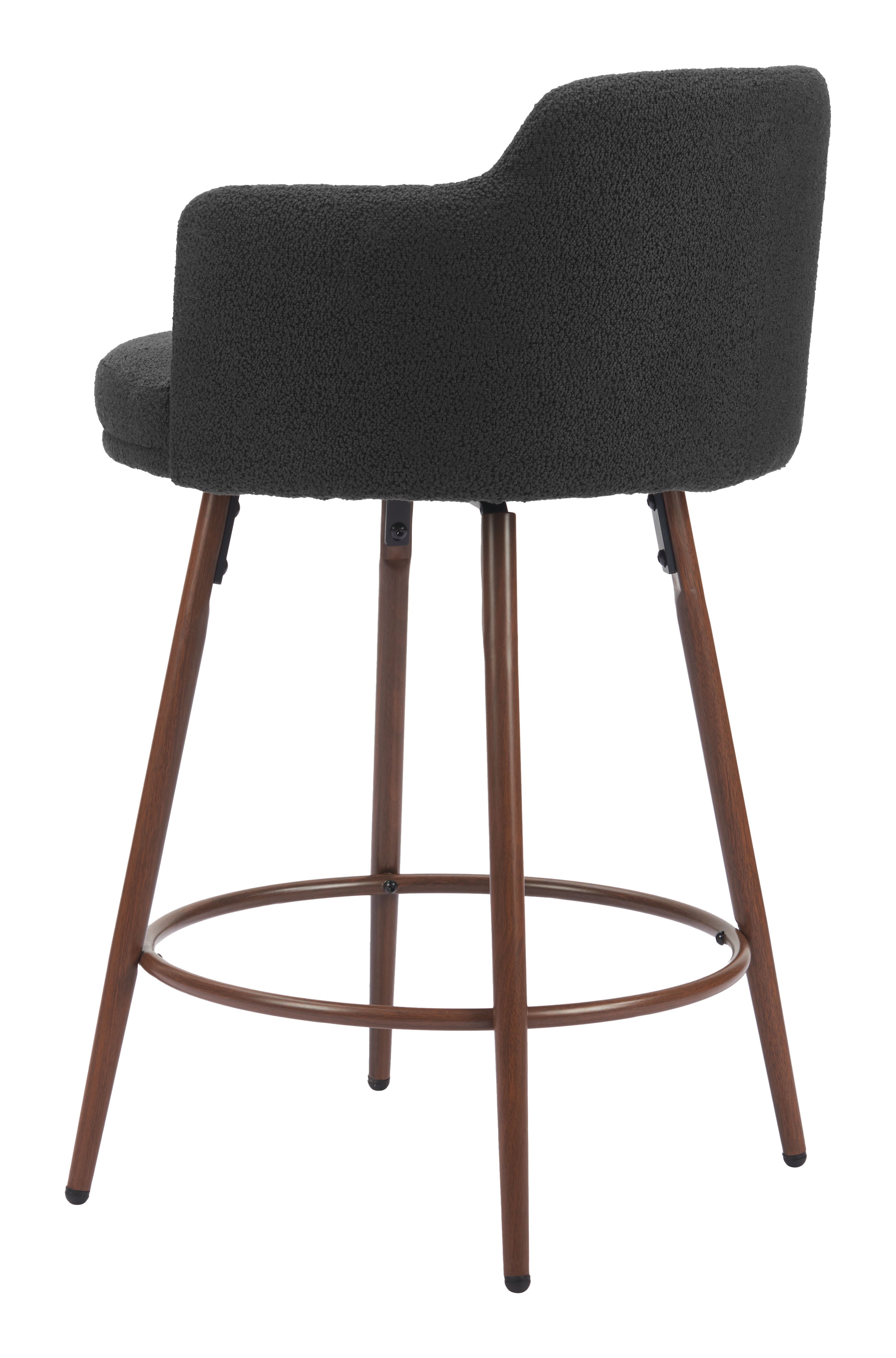 Kono Swivel Counter Stool Black & Walnut