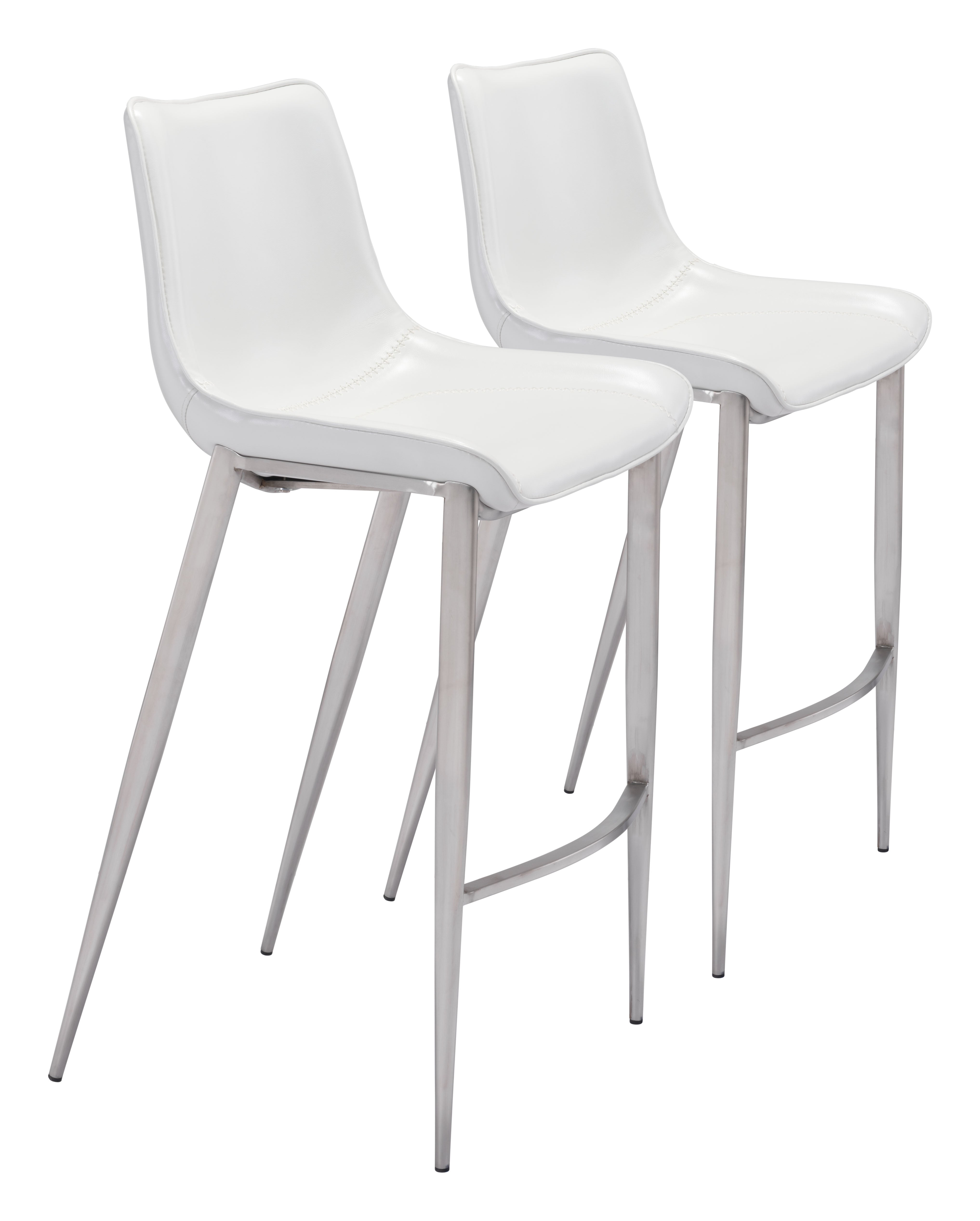 Magnus Barstool White & Silver