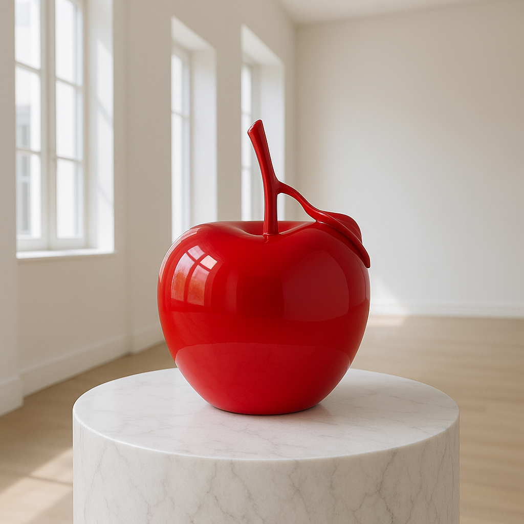 Exclusive Solid Color Apple Sculpture Red - Premium 16" Modern Resin Art Collection