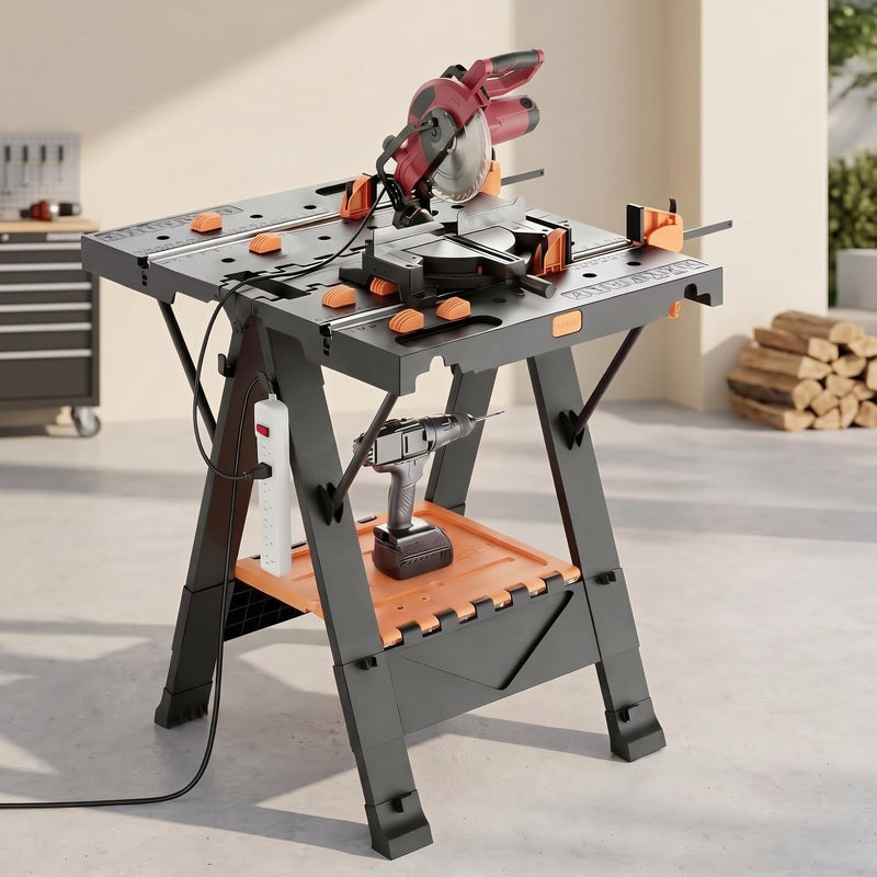 Portable Workbench & Folding Sawhorse – 2-in-1 Work Table - 7