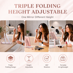 Portable LED Makeup Mirror – Rechargeable, Adjustable Brightness, Compact & Travel-Friendly