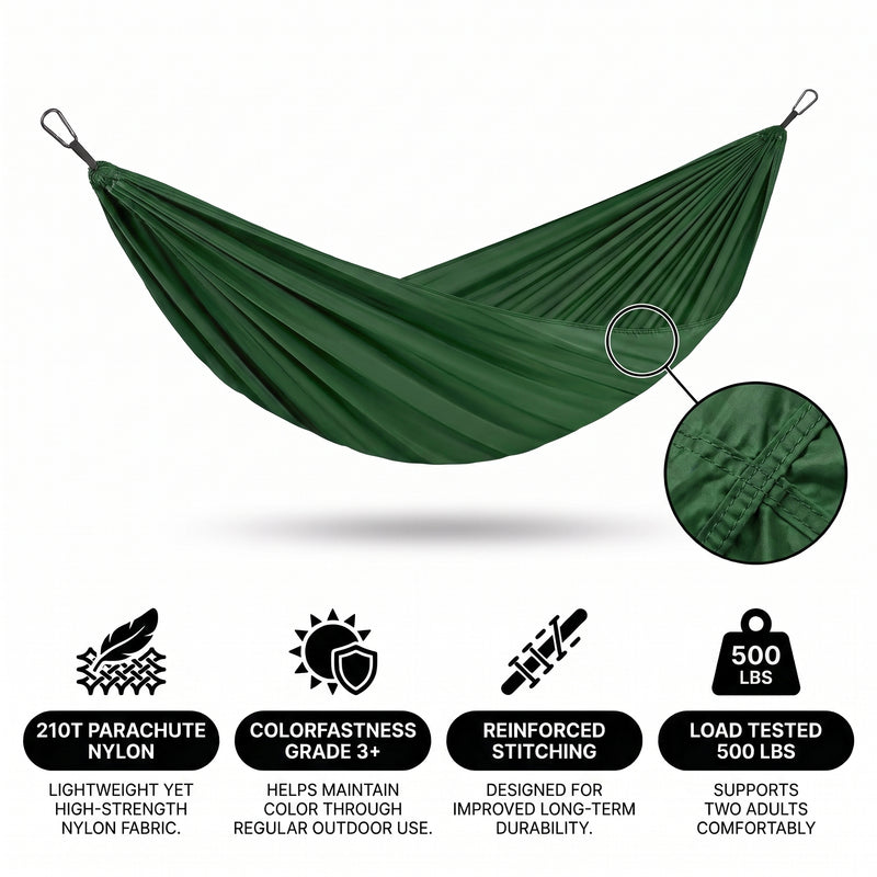 2-Person Camping Hammock with Mosquito Net & Rain Fly – Portable Outdoor Hammock Set (500lbs Capacity) - 7