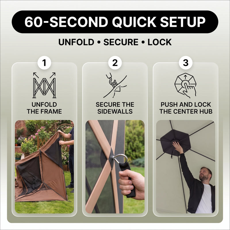 Vevor 12x12 Pop-Up Screen Tent Gazebo – 6-Sided Mesh Shelter with Carry Bag (8–10 People) - 7