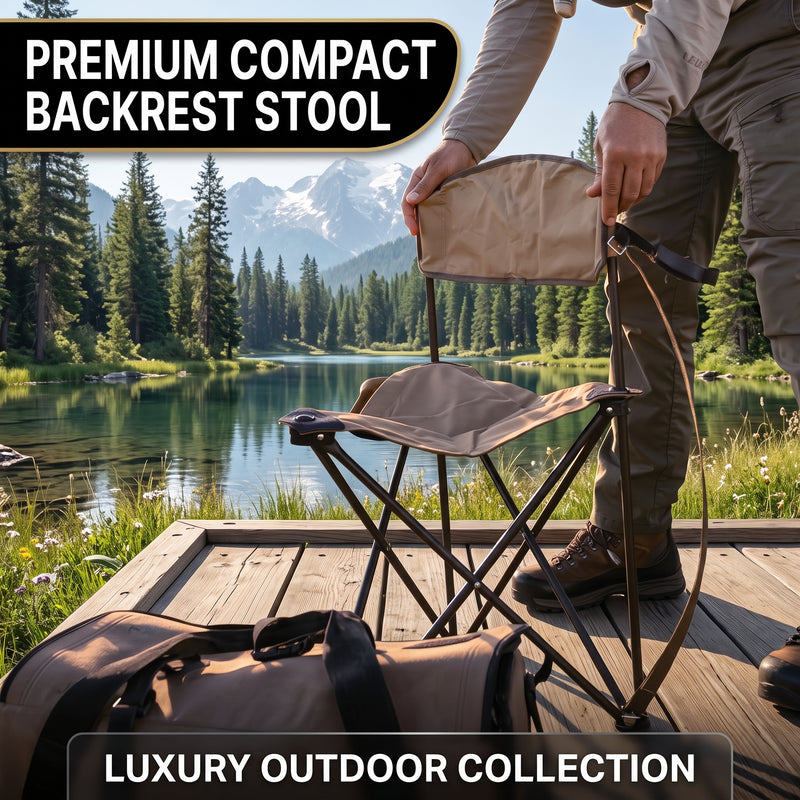 Tri-Lite Stool w/Back, Lightweight Portable Fishing Chair w/Cupholder and Carry Strap, Supports 225-Lb, Portable Outdoor Chair for the Hunting Blind, Camping, Travel, Hiking - 7