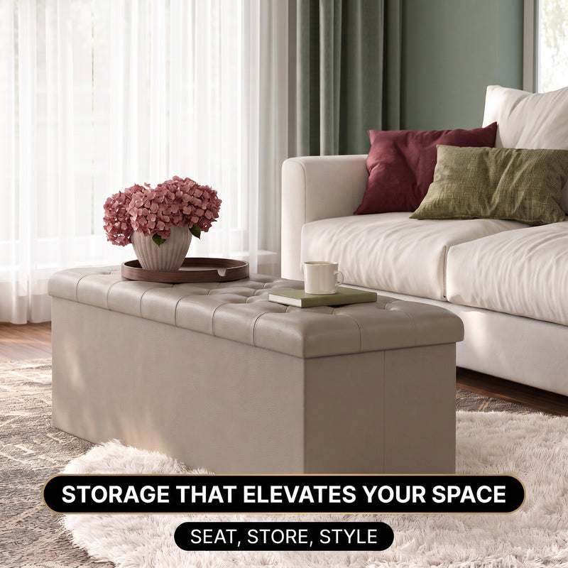 BENCH WITH STORAGE – FOLDING OTTOMAN WITH PADDED SEAT - 7
