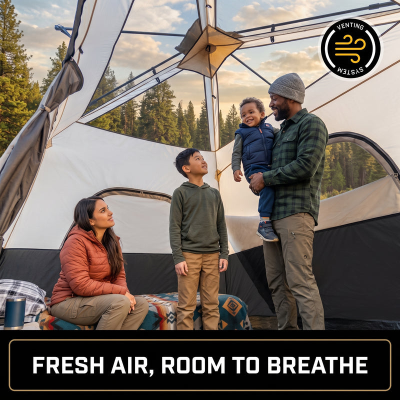 8–10 Person Instant Cabin Camping Tent with Room Divider - 7