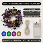 HALLOWEEN WREATH WITH LIGHTS FOR FRONT DOOR – PRE-LIT PUMPKIN, WITCH & GOTHIC PORCH DÉCOR - 7