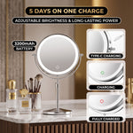 Rechargeable LED Lighted Double Sided Magnifying Makeup Mirror – Height Adjustable with Adjustable Brightness - 7