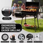 Portable Charcoal Grill with Smoking Function, Foldable Suitcase Design with Wheels, Multi-Tier Storage Rack & Waterproof Cover for Outdoor BBQ Parties - 7