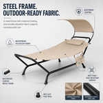Single & Double Chaise Outdoor Lounger with Canopy – 2 Person Patio Daybed Sun Lounge Chair with Cushions & Headrests - 7(1)