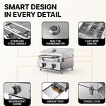PORTABLE STAINLESS STEEL TABLETOP PROPANE GRILL – 2 & 3 BURNER OUTDOOR BBQ OPTIONS - 7