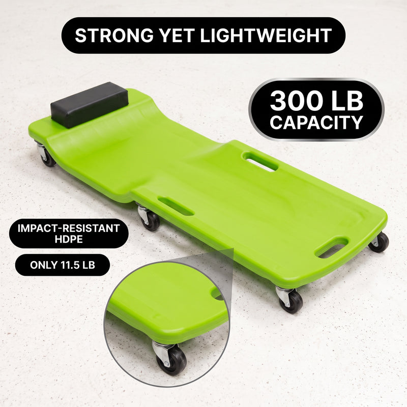 Low Profile Rolling Garage Creeper - Mechanic Creeper with Padded Headrest & Tool Trays, Under Car Roller for Automotive Repair, Rolling Car Creeper - 7