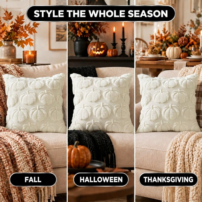 DECORATIVE PILLOW COVERS – 3D PUMPKIN SET OF 2 - 7