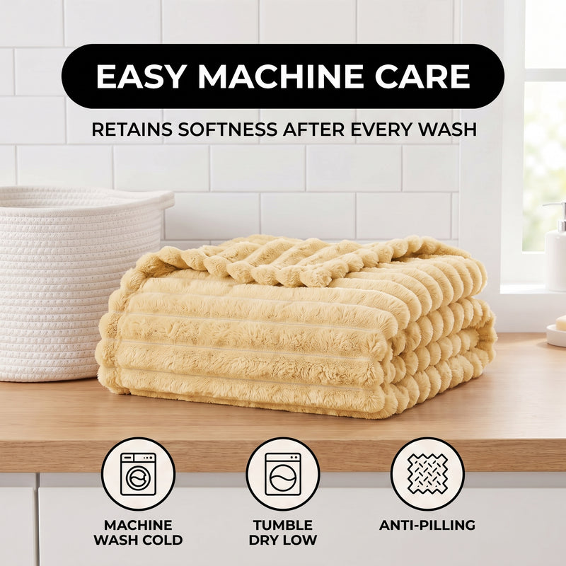 Throw Blanket – Soft, Lightweight Ribbed Design - 7