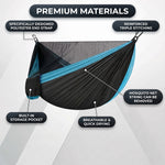 DOUBLE CAMPING HAMMOCK WITH REVERSIBLE BUG NET – 2 PERSON, 660 LB - 7