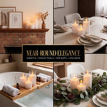 Flameless Candles with Remote & Timer – Glass Pillar Set of 3 - 7