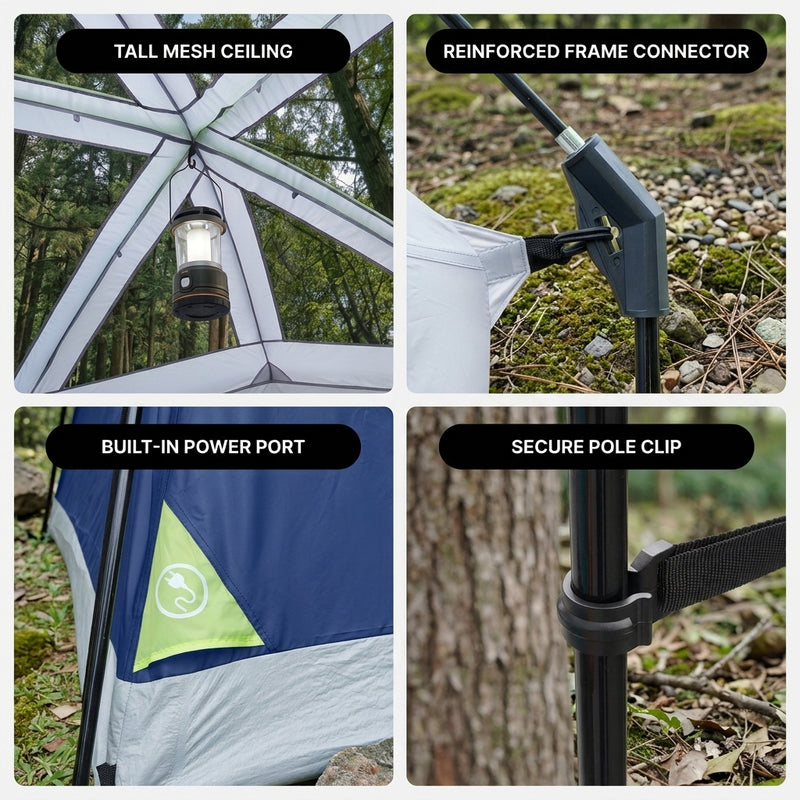 4-6 PERSON INSTANT CABIN CAMPING TENT – WATERPROOF FAMILY TENT WITH RAINFLY & CARRY BAG - 7