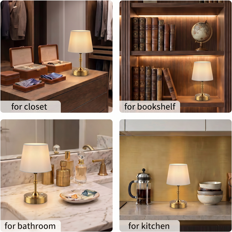 Cordless Rechargeable Table Lamp with Fabric Shade – Dimmable LED Desk Lamp - 7