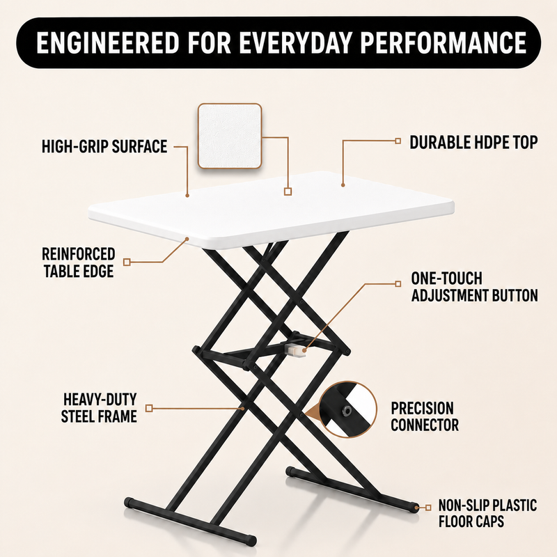 Foldable Table & Step Stool – Heavy-Duty, Portable, Adjustable Height, Indoor/Outdoor Use - 7