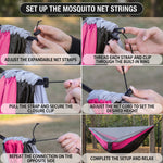 DOUBLE CAMPING HAMMOCK WITH REVERSIBLE BUG NET – 2 PERSON, 660 LB - 7