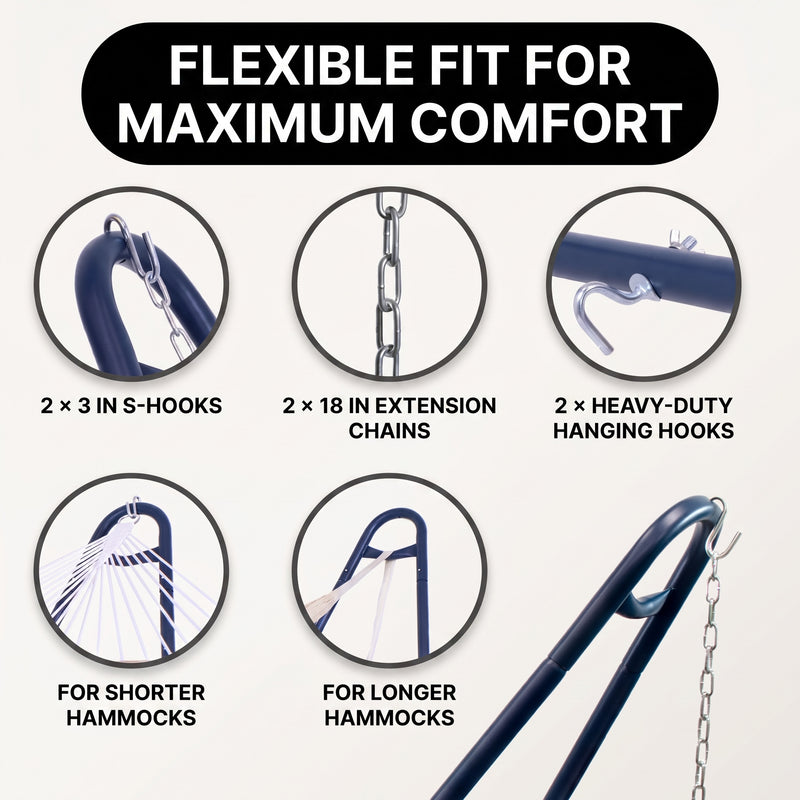 Adjustable 9-14FT Heavy-Duty Hammock Stand – 550-660LBS Outdoor/Indoor Steel Frame - 7