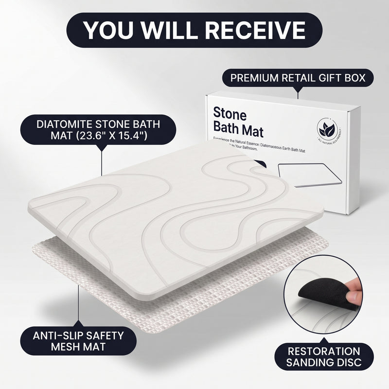 STONE BATH MAT – QUICK-DRY DIATOMACEOUS EARTH SHOWER MAT - 7