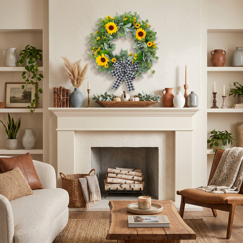 SUNFLOWER WREATH FOR FRONT DOOR – SUMMER FLORAL PORCH DÉCOR - 7