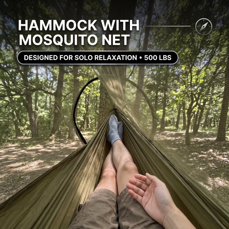 Camping Hammock with Mosquito Net – 1-2 Person, Nylon - 7