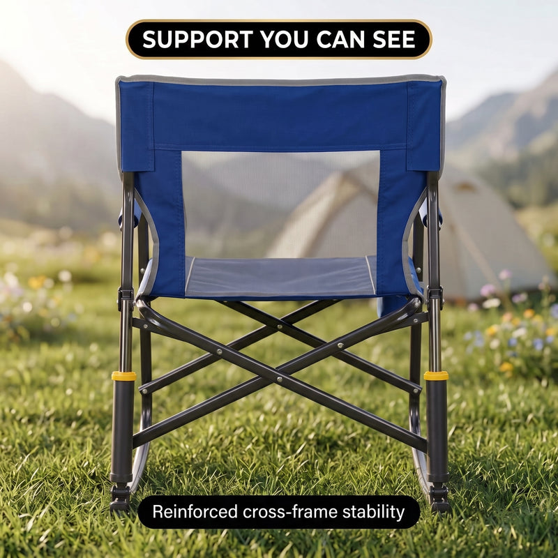 ROCKING CAMPING CHAIR – FOLD-FLAT CHAIR WITH CUP HOLDER - 7