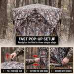 SucceBuy Hunting Blind, 270° & 360° See Through Ground Blind, 2-3 Person / 3-4 Person Pop Up Deer Blind for Hunting with Carrying Bag, Portable Tent - 7