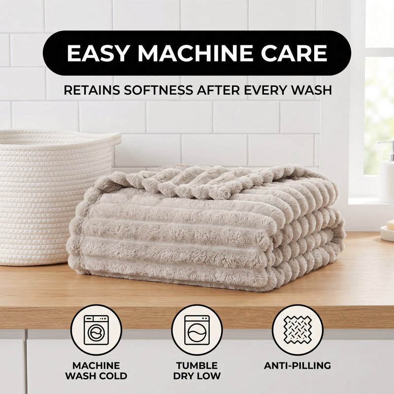 Throw Blanket – Soft, Lightweight Ribbed Design - 7