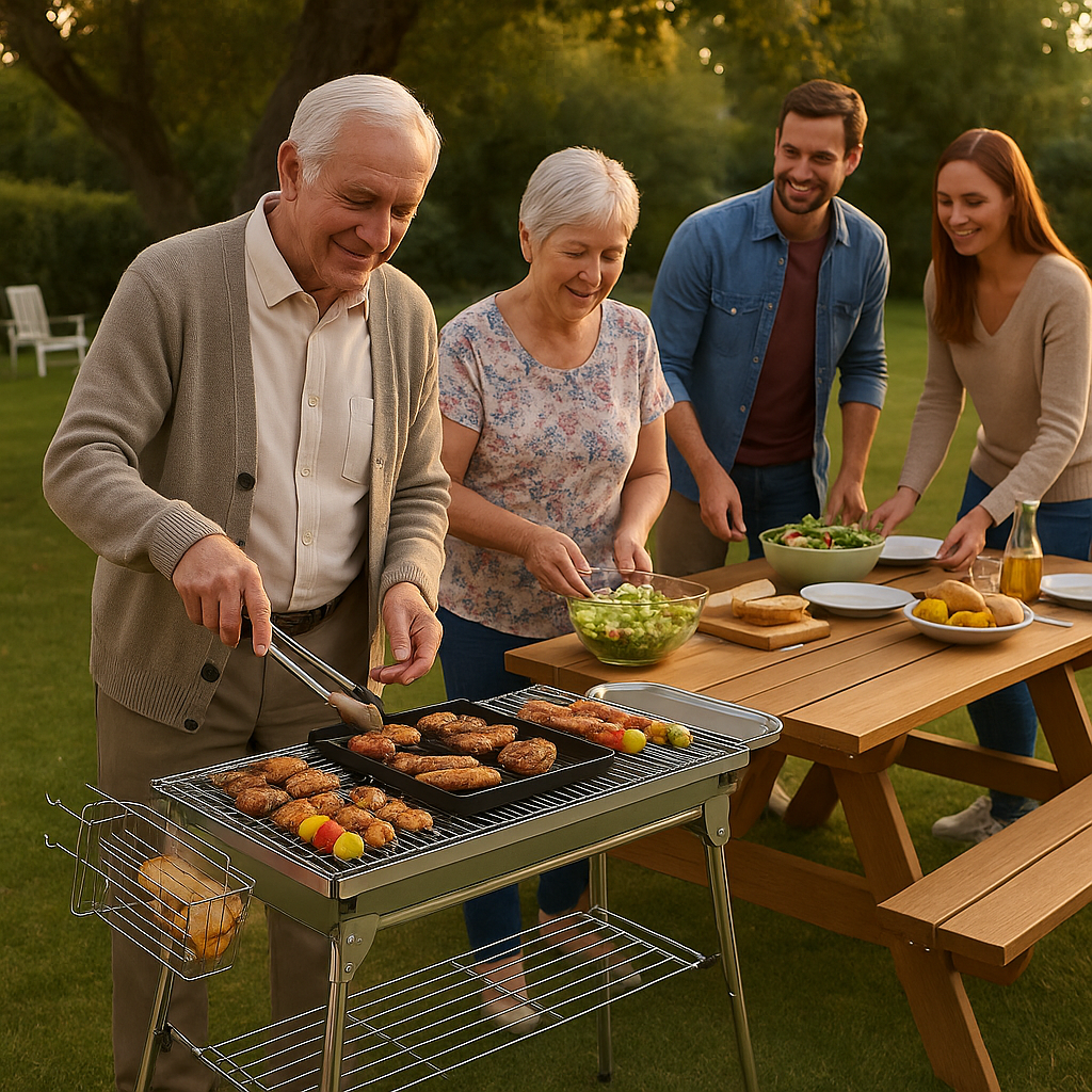 Premium Stainless Steel Foldable Charcoal Grill with Advanced Ventilation System
