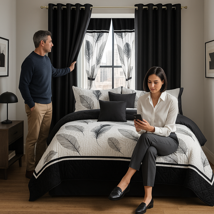 AeroSoft 9-Piece Microfiber Bedding & Curtain Set – All-Season Comfort