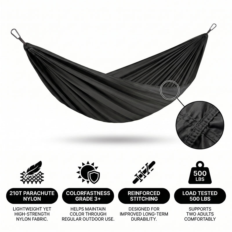 2-Person Camping Hammock with Mosquito Net & Rain Fly – Portable Outdoor Hammock Set (500lbs Capacity) - 7
