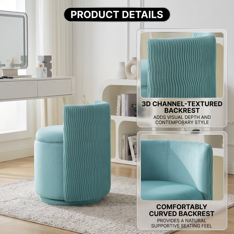 Swivel Accent Chair with Storage, 360 Degree Velvet Small Accent Chair, No Assembly Comfy Bedroom Chair for Living Room, Reading, Dressing Room - 7