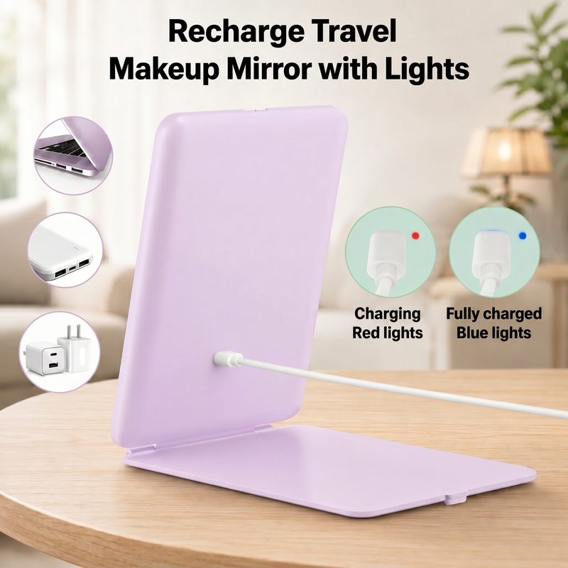 Portable LED Makeup Mirror – Rechargeable, Adjustable Brightness, Compact & Travel-Friendly - 7