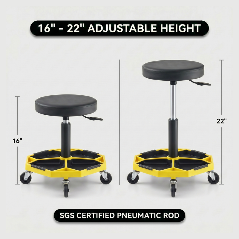 360° Swivel Pneumatic Mechanic Stool — 300–330 lbs Capacity, Padded Seat | Trufairs - 7