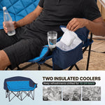 Oversized Padded 2-Person Folding Camping Loveseat Chair – Heavy Duty Outdoor Seating - 7