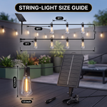 Outdoor Solar String Lights with Remote — Black, 37–108 ft - 7