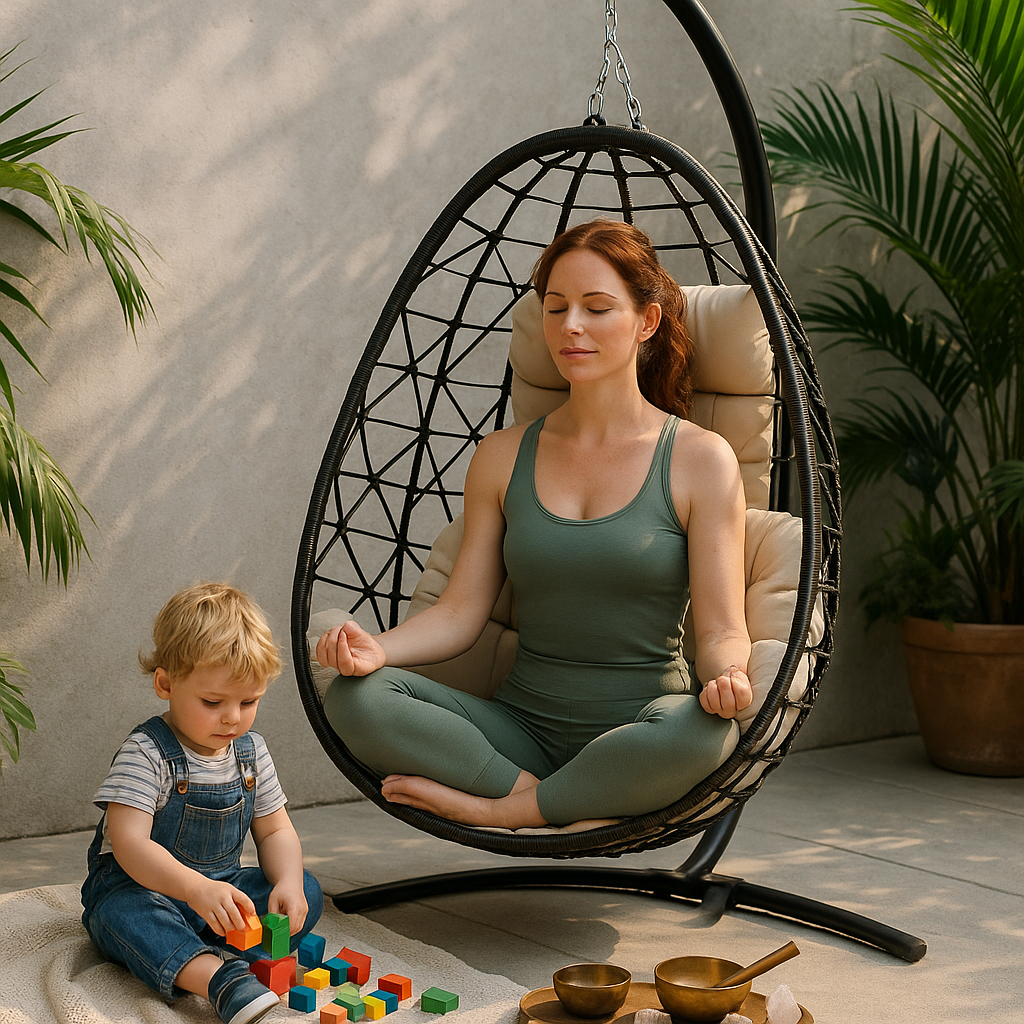 Premium Egg Chair with Stand - Indoor Outdoor Wicker Swing Chair, Hanging Basket Hammock Chair for Bedroom, Living Room, Balcony & Patio