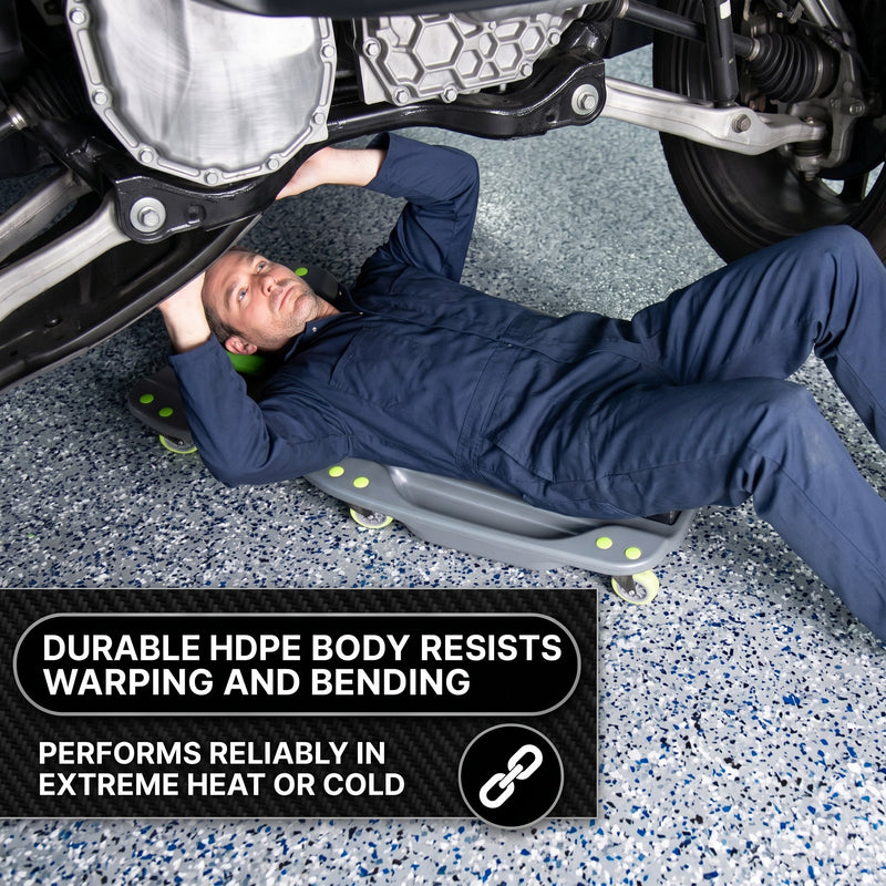 Low Profile Rolling Garage Creeper - Mechanic Creeper with Padded Headrest & Tool Trays, Under Car Roller for Automotive Repair, Rolling Car Creeper - 7