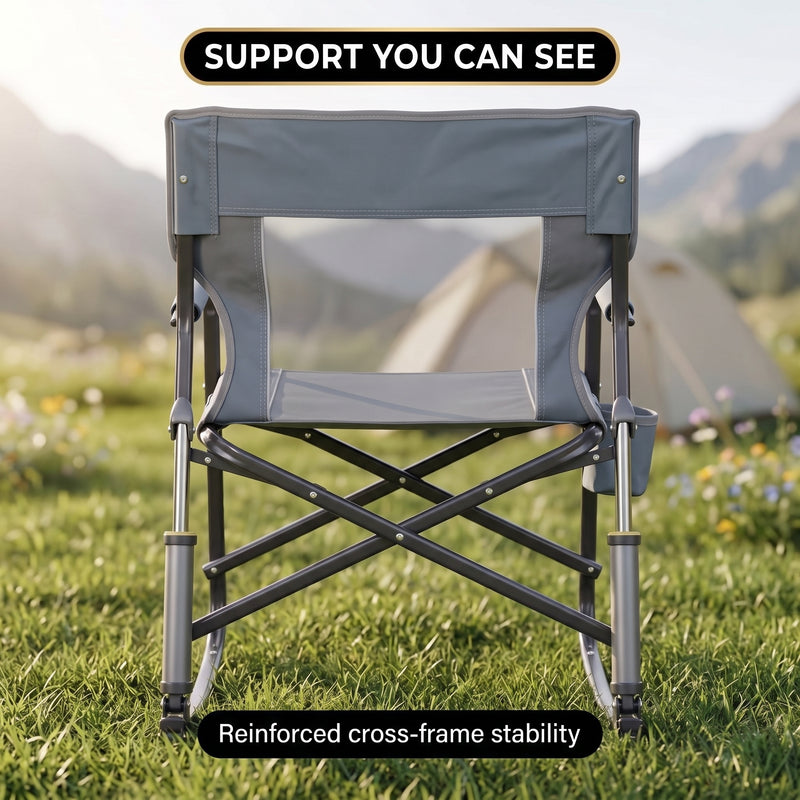 ROCKING CAMPING CHAIR – FOLD-FLAT CHAIR WITH CUP HOLDER - 7