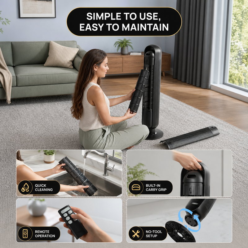 Tower Fan With Remote – 90° Oscillation, 36″ & 42″ - 7